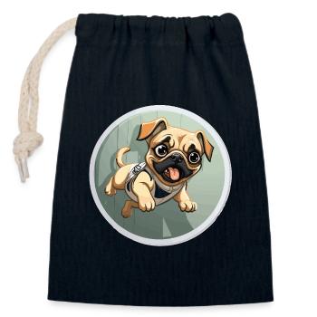 Quiekender Pug Sprinter - Verschließbarer Geschenkbeutel aus Baumwolle (14x20cm) - Navy - Vorne