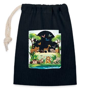 Jungle Tierwelt Safari - Verschließbarer Geschenkbeutel aus Baumwolle (14x20cm) - Navy - Vorne