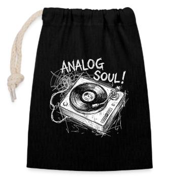 Analog Soul Turntable - Closable cotton gift bag (14x20cm) - black - Front