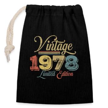 Millésime 1978 - Sac cadeau en coton avec cordon (14 x 20 cm) - noir - Devant