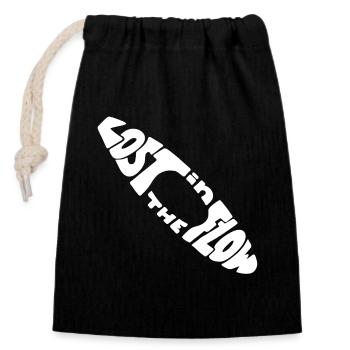 So Fun Bold Retro Text. Lost in the flow - Closable cotton gift bag (14x20cm) - black - Front