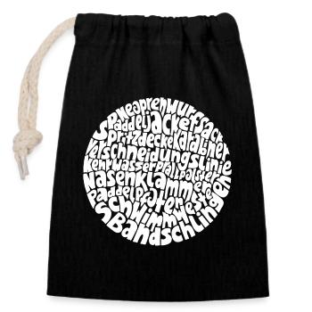 Word circle typo-cosmos with whitewater words - Closable cotton gift bag (14x20cm) - black - Front