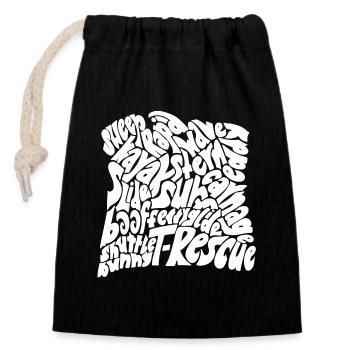 Square word cloud on the theme of white water - Closable cotton gift bag (14x20cm) - black - Front