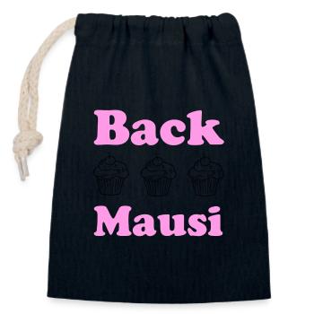 Back Mausi – Lustiges Geschenk Backen & Konditorin - Verschließbarer Geschenkbeutel aus Baumwolle (14x20cm) - Navy - Vorne