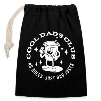 Fête des pères | Club des papas cool | Papa papa - Sac cadeau en coton avec cordon (14 x 20 cm) - noir - Devant