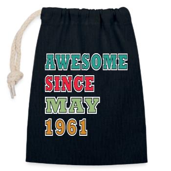 Cult date May 1961 - Closable cotton gift bag (14x20cm) - navy - Front
