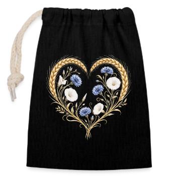 Cœur de blé, bleuet, fleurs, fleurs de la nature, - Sac cadeau en coton avec cordon (14 x 20 cm) - noir - Devant