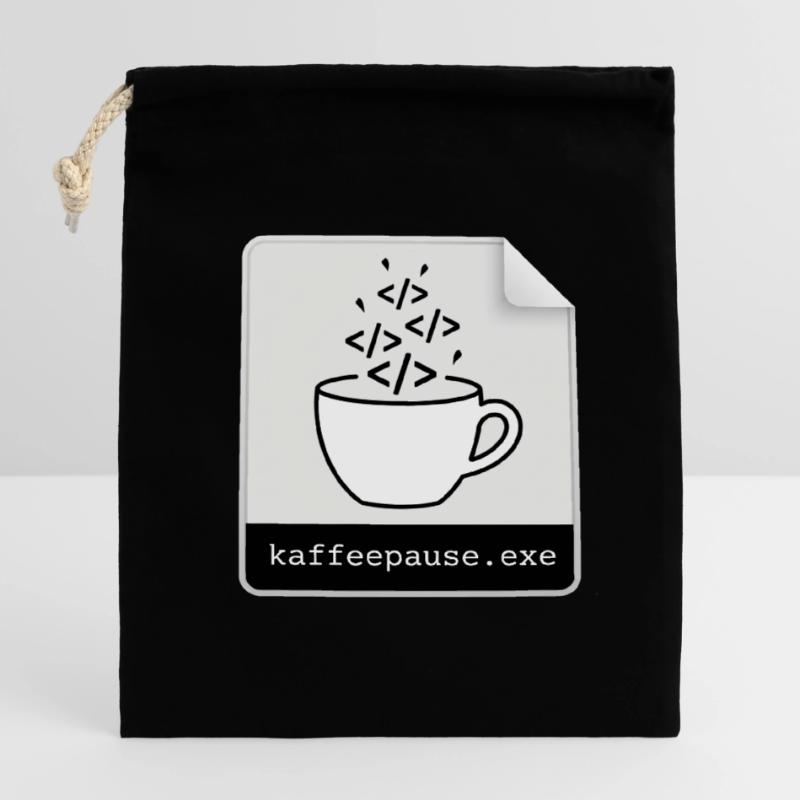 Kaffeepause.exe - IT Programmieren Informatik Code Verschließbarer Geschenkbeutel aus Baumwolle (14x20cm)