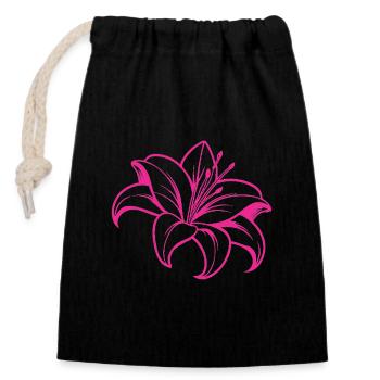Lily flower - Closable cotton gift bag (14x20cm) - black - Front