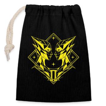 Gemini – Duality & Balance - Closable cotton gift bag (14x20cm) - black - Front