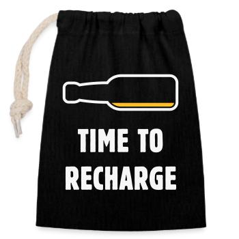Time To Recharge (Beer / Beer / NEG 2C) - Closable cotton gift bag (14x20cm) - black - Front