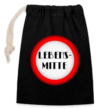 Lebensmitte Menopause - Verschließbarer Geschenkbeutel aus Baumwolle (14x20cm) - Schwarz - Vorne
