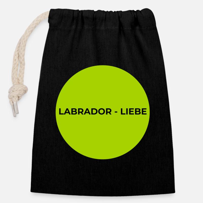 Labrador Liebe Neongrün Kreis - Verschließbarer Geschenkbeutel aus Baumwolle (14x20cm) - Schwarz