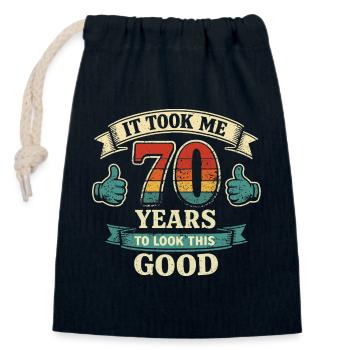 70 Ans Pour Être Aussi Beau - Humour Anniversaire - Sac cadeau en coton avec cordon (14 x 20 cm) - bleu marine - Devant