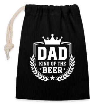 DAD KING OF THE BEER Wappen für Väter - Verschließbarer Geschenkbeutel aus Baumwolle (14x20cm) - Schwarz - Vorne