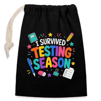 I survived the exam phase School Humor - Closable cotton gift bag (14x20cm) - black - Front
