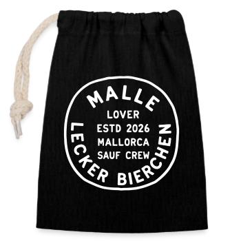 Malle 2026 Lecker Bierchen - Verschließbarer Geschenkbeutel aus Baumwolle (14x20cm) - Schwarz - Vorne