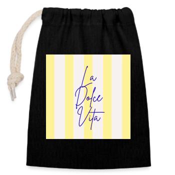 Minimalist LA DOLCE VITA Graphic Tee Design - Sac cadeau en coton avec cordon (14 x 20 cm) - noir - Devant
