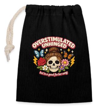 Overstimulated Unhinged Skull Patch Geschenk - Verschließbarer Geschenkbeutel aus Baumwolle (14x20cm) - Schwarz - Vorne