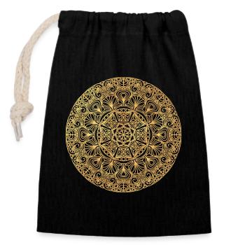 Art Nouveau Mandala - gold - Closable cotton gift bag (14x20cm) - black - Front