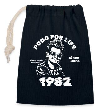 44. Geburtstag Pogo for life since 06/1982 - Verschließbarer Geschenkbeutel aus Baumwolle (14x20cm) - Navy - Vorne