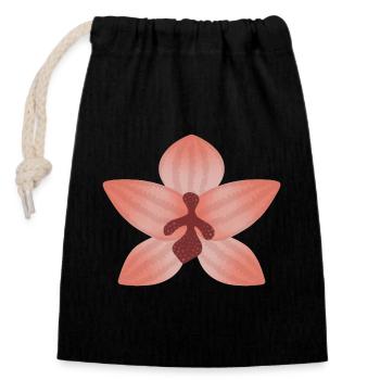 Pastel Orchid Bloom - Closable cotton gift bag (14x20cm) - black - Front