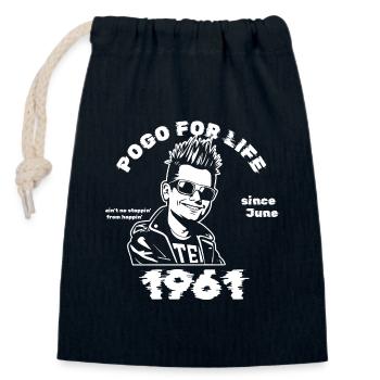 65. Geburtstag Pogo for life since 06/1961 - Verschließbarer Geschenkbeutel aus Baumwolle (14x20cm) - Navy - Vorne