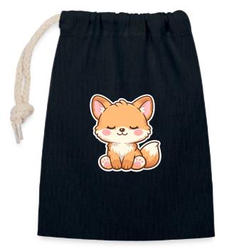 Süßes Baby-Fuchs schlafend im Kawaii-Stil - Verschließbarer Geschenkbeutel aus Baumwolle (14x20cm) - Navy - Vorne