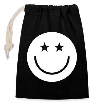 Smiley Design – Minimal & Positive - Closable cotton gift bag (14x20cm) - black - Front