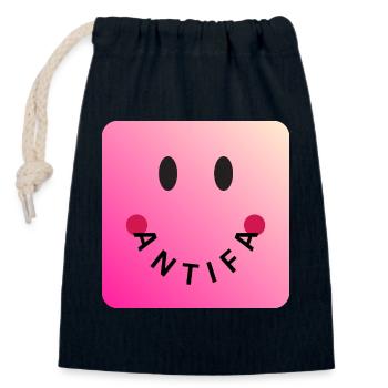 Friendly Antifa Pink | Gradient Smile Typo - Verschließbarer Geschenkbeutel aus Baumwolle (14x20cm) - Navy - Vorne