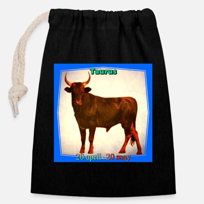 bull - Closable cotton gift bag (14x20cm) - black