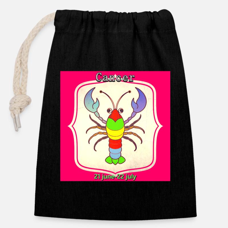 Cancer - Closable cotton gift bag (14x20cm) - black