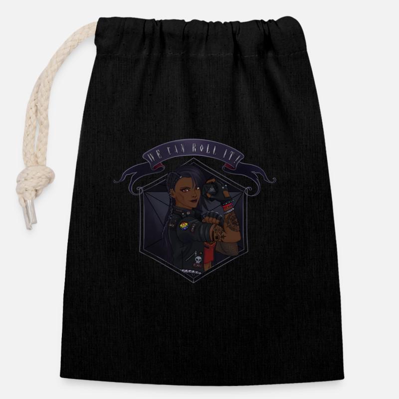 We can roll it! Black - Closable cotton gift bag (14x20cm) - black