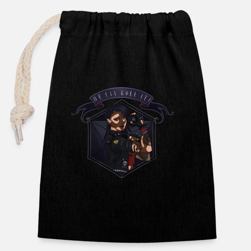 We can roll it! Vitiligo - Closable cotton gift bag (14x20cm) - black