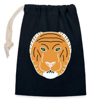 Oranger minimalistischer Tiger - Verschließbarer Geschenkbeutel aus Baumwolle (14x20cm) - Navy - Vorne