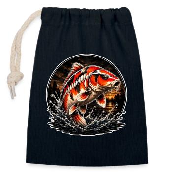 Red White Koi Splash Art Design - Verschließbarer Geschenkbeutel aus Baumwolle (14x20cm) - Navy - Vorne
