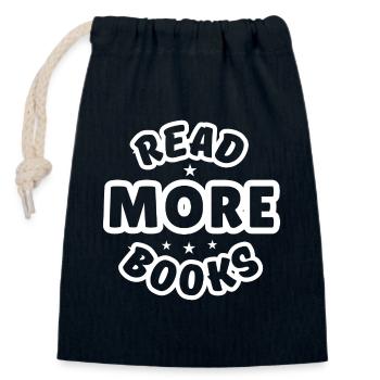 Lire plus de livres - Sac cadeau en coton avec cordon (14 x 20 cm) - bleu marine - Devant