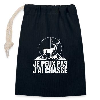 Je peux pas j'ai chasse cerf silhouette - Sac cadeau en coton avec cordon (14 x 20 cm) - bleu marine - Devant