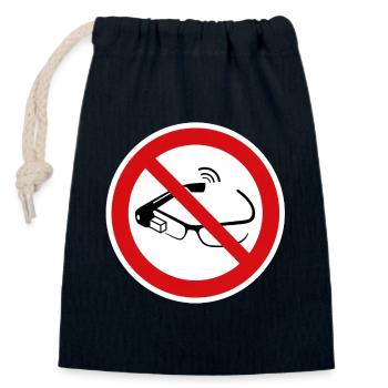 Smart glasses prohibited - Closable cotton gift bag (14x20cm) - navy - Front