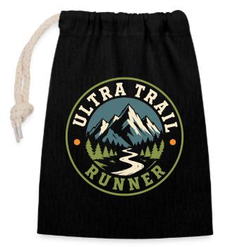 Ultra Trail Runner Scenic Mountain Badge - Closable cotton gift bag (14x20cm) - black - Front