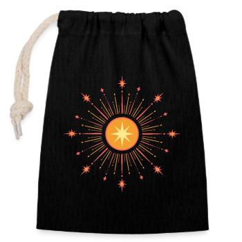 Midsummer Star – Litha Sun Symbol - Closable cotton gift bag (14x20cm) - black - Front