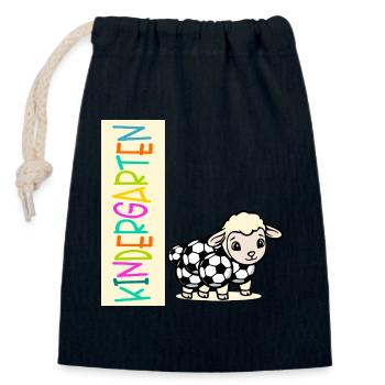 Enfant de maternelle Football Mouton - Sac cadeau en coton avec cordon (14 x 20 cm) - bleu marine - Devant