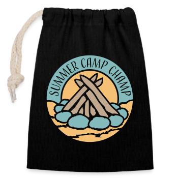 Summer Camp Champ Lustig Kinder Outdoor Abenteuer - Verschließbarer Geschenkbeutel aus Baumwolle (14x20cm) - Schwarz - Vorne