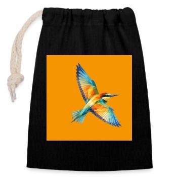 Art polygonal du Guêpier d’abeilles fiévreux sur Orange - Sac cadeau en coton avec cordon (14 x 20 cm) - noir - Devant