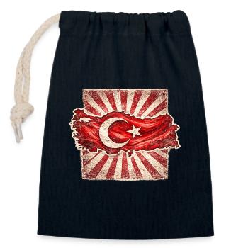Turkey Flag Map Vintage Artwork - Closable cotton gift bag (14x20cm) - navy - Front