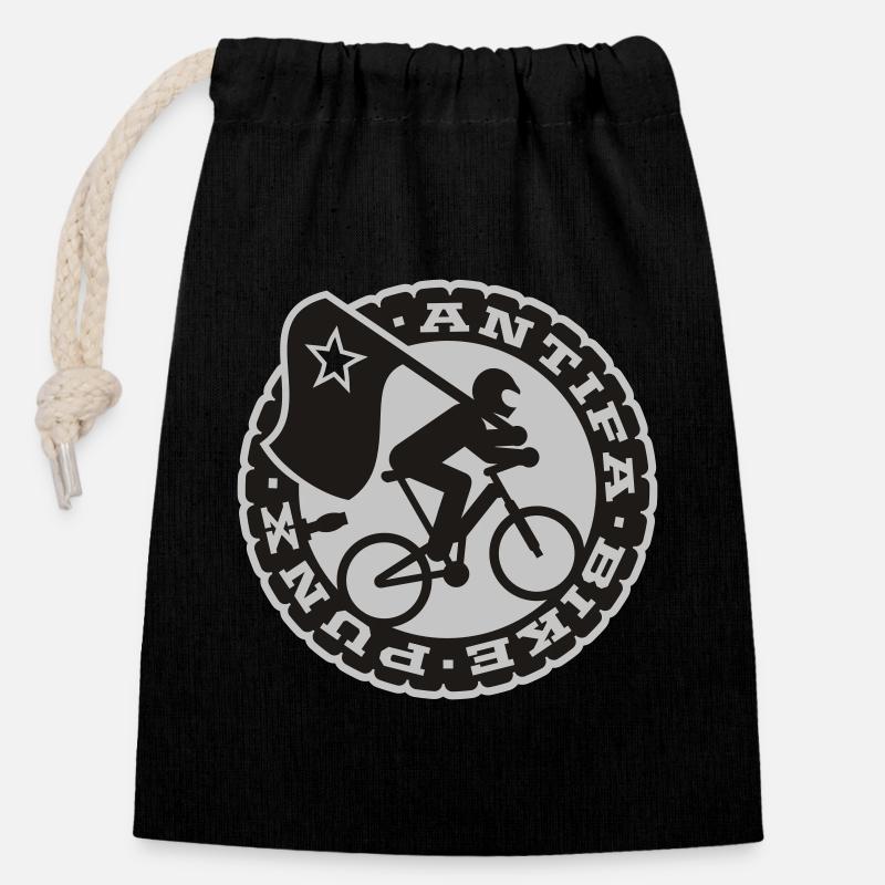 bike punks - Verschließbarer Geschenkbeutel aus Baumwolle (14x20cm) - Schwarz