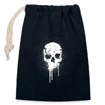 crâne blanc - Sac cadeau en coton avec cordon (14 x 20 cm) - bleu marine - Devant