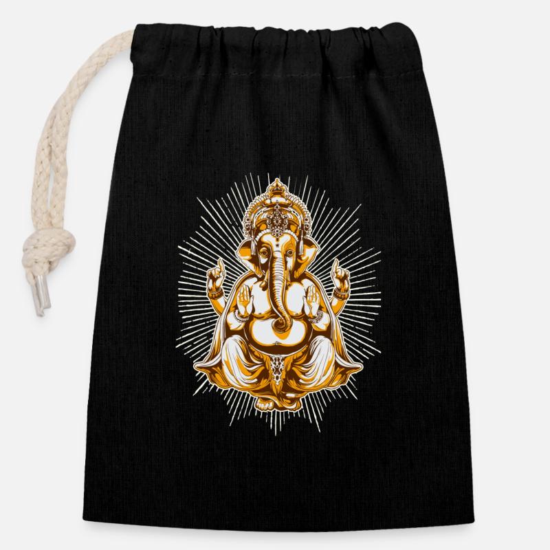 shiva ganesh ganesha - Verschließbarer Geschenkbeutel aus Baumwolle (14x20cm) - Schwarz