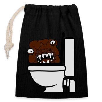 toilet toilet shit shit wc dangerous baz - Closable cotton gift bag (14x20cm) - black - Front