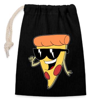 Drôle pizza avec des lunettes de soleil idée cadeau cool - Sac cadeau en coton avec cordon (14 x 20 cm) - noir - Devant